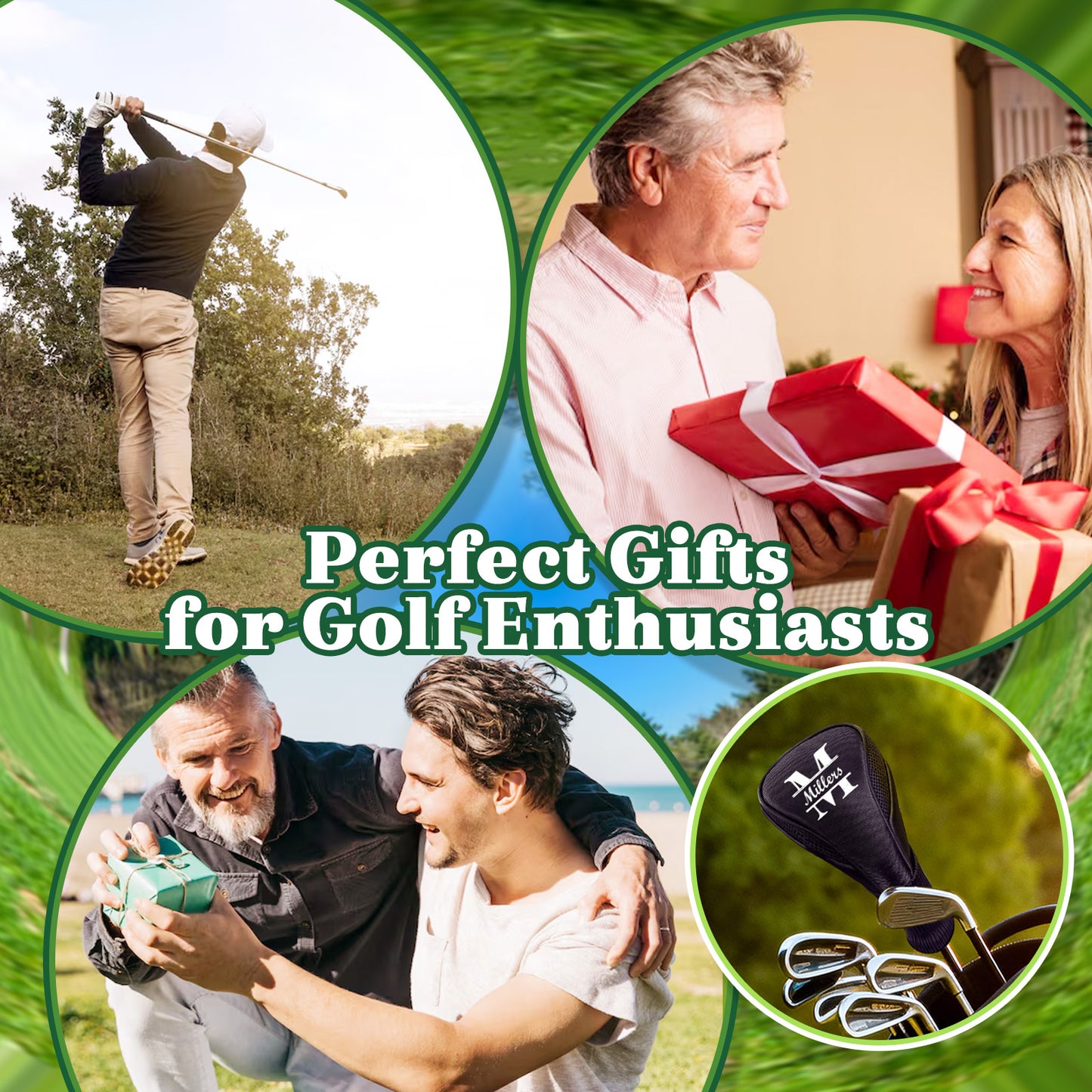 Personalized Golf Club Cover Custom Name or Logo Head Cover Driver Men's Golf Accessories Gifts for Golf Lovers Golfers Dad Husband Father's Day Birthday Wedding Xmas Gifts-XMJ