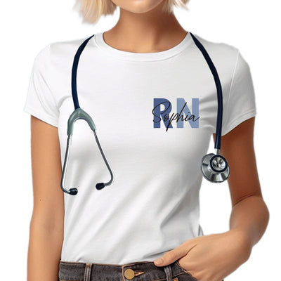 Camisetas personalizadas de enfermera (RN) para mujer, camiseta de enfermera titulada