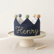 Hand Embroidered Linen Crown for Kids | Personalized Name Crown | Custom First Birthday Keepsake Gift