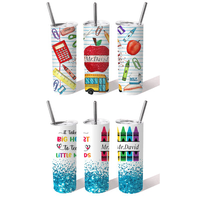 Vaso Personalizado para Profesor, Botella de Acero Inoxidable con Diseño de Lápiz