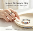Personalized Sterling Elegant 1-8 Birthstones Ring with Engraved Text Birthday Mother's Day Gift for Mom Grandma