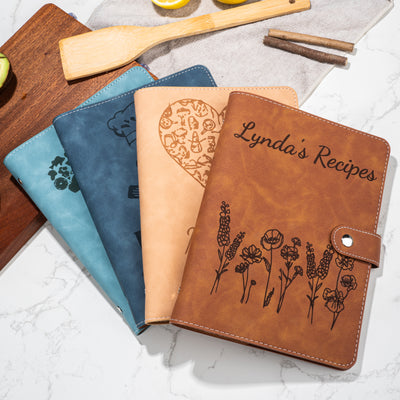 Libro de recetas de cuero personalizado