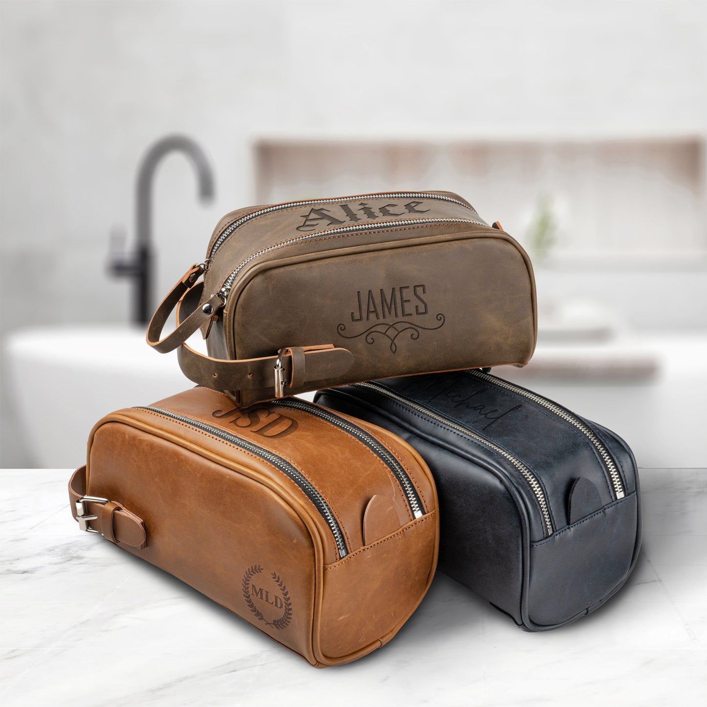 Personalized Thickened Vegan Leather Toiletry Bag