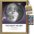 Custom Moon Phase Gift for Specific Date | Romantic Gifts for Her | Gifts for Husband | Personalized Night Sky | Paper Anniversary | (e.g. Wedding Valentine's Day Birthday etc) | Grey with Thin Border & Front Glow