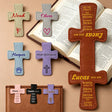 Personalized Magnetic Christian Bookmarks Custom PU Leather Bookmark with Name & Bible Verses Catholic Cross Book Marks Religious Gifts for Women Students Teachers Father Book Lovers