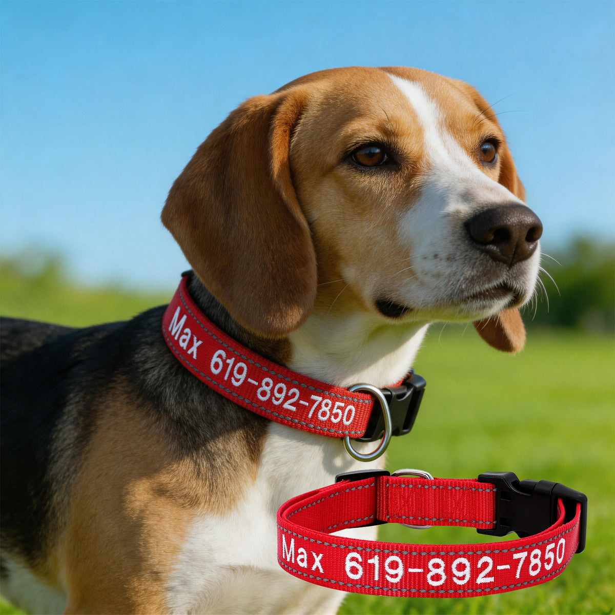 Personalized Dog Collars with Name and Phone Number Reflective Nylon Collar Custom Embroidered Safety Collar with Quick Release Buckle & D-Ring Adjustable Sizes for Small Dogs Medium Large