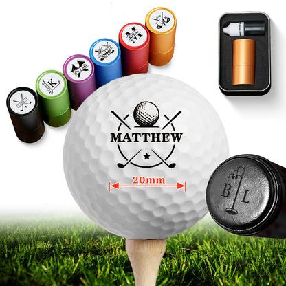 Personalized Golf Ball Stamp with Metal Storage Case