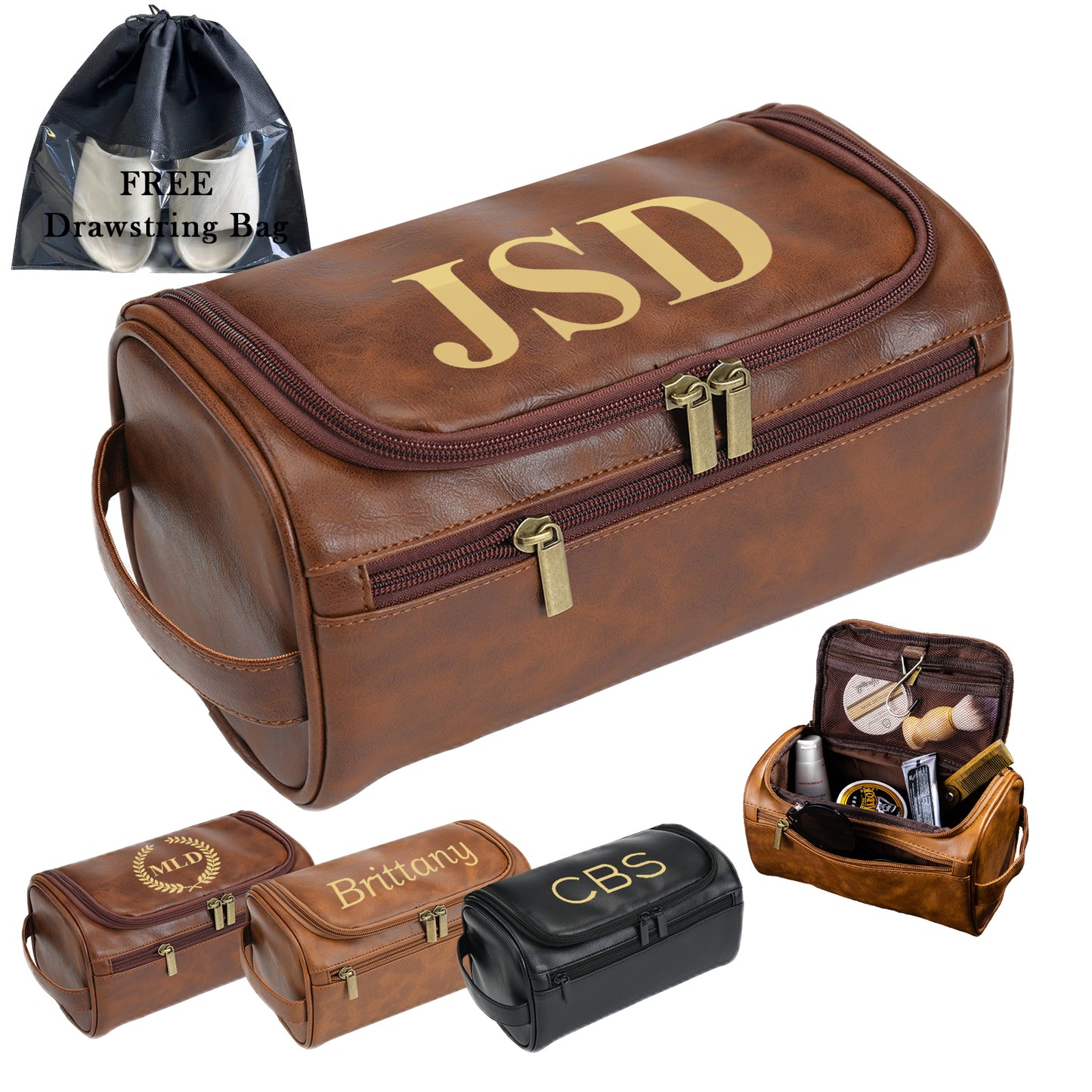 Personalized Leather Toiletry Bag-For men and women