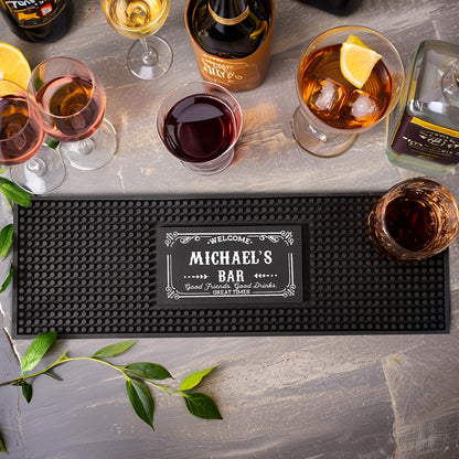 Personalised Bar Mat | Gifts for Bartender Drinking Lover Cocktail Lover | 2 Sizes Available