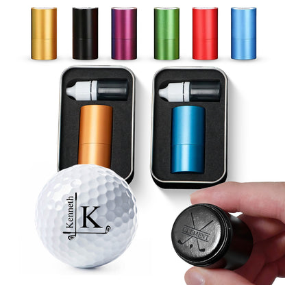 Personalized Golf Ball Stamp with Metal Storage Case