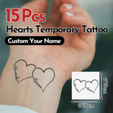 15 Pcs Personalized Heart Temporary Tattoos Custom Name Waterproof Tattoo Stickers Funny Party Favors Gifts for Birthday Bachelorette Wedding Pool Party Milestone Graduation