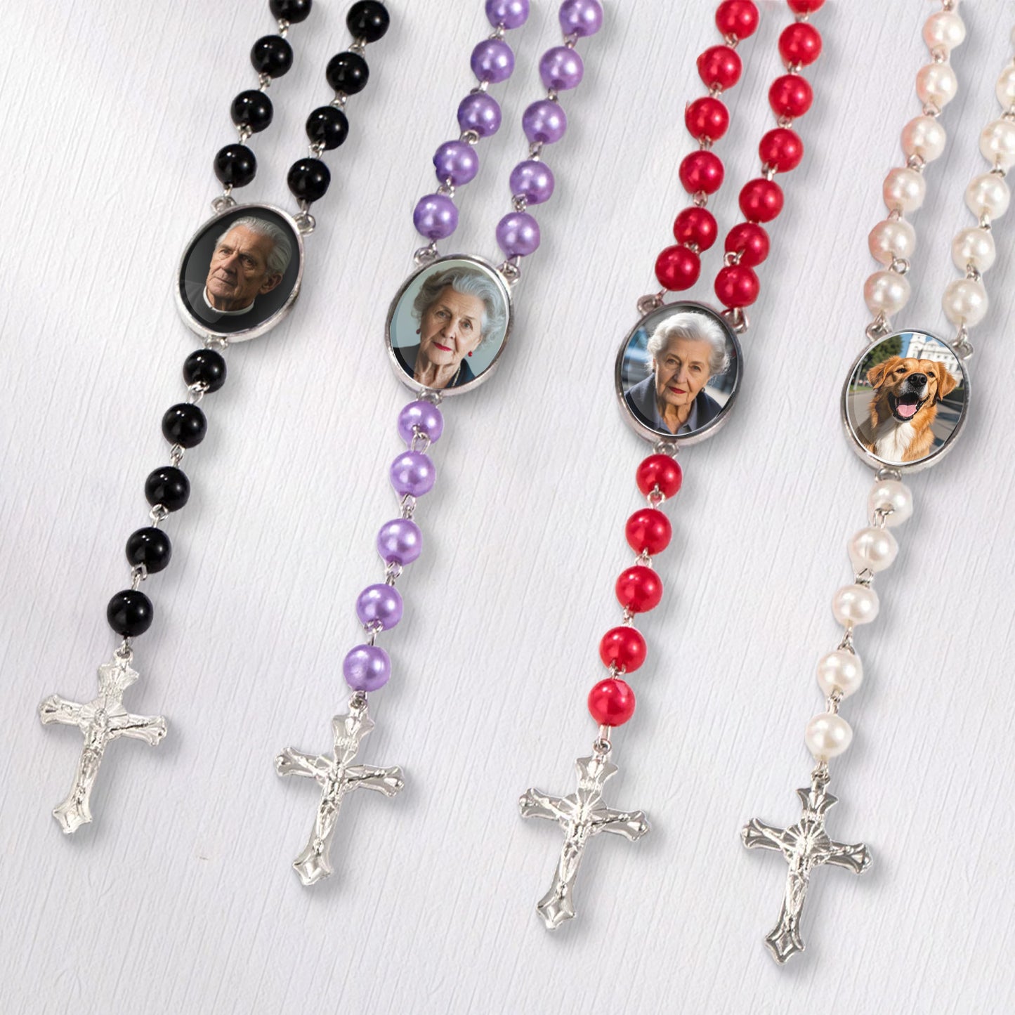 Personalized Photo Rosary Beads Necklace
