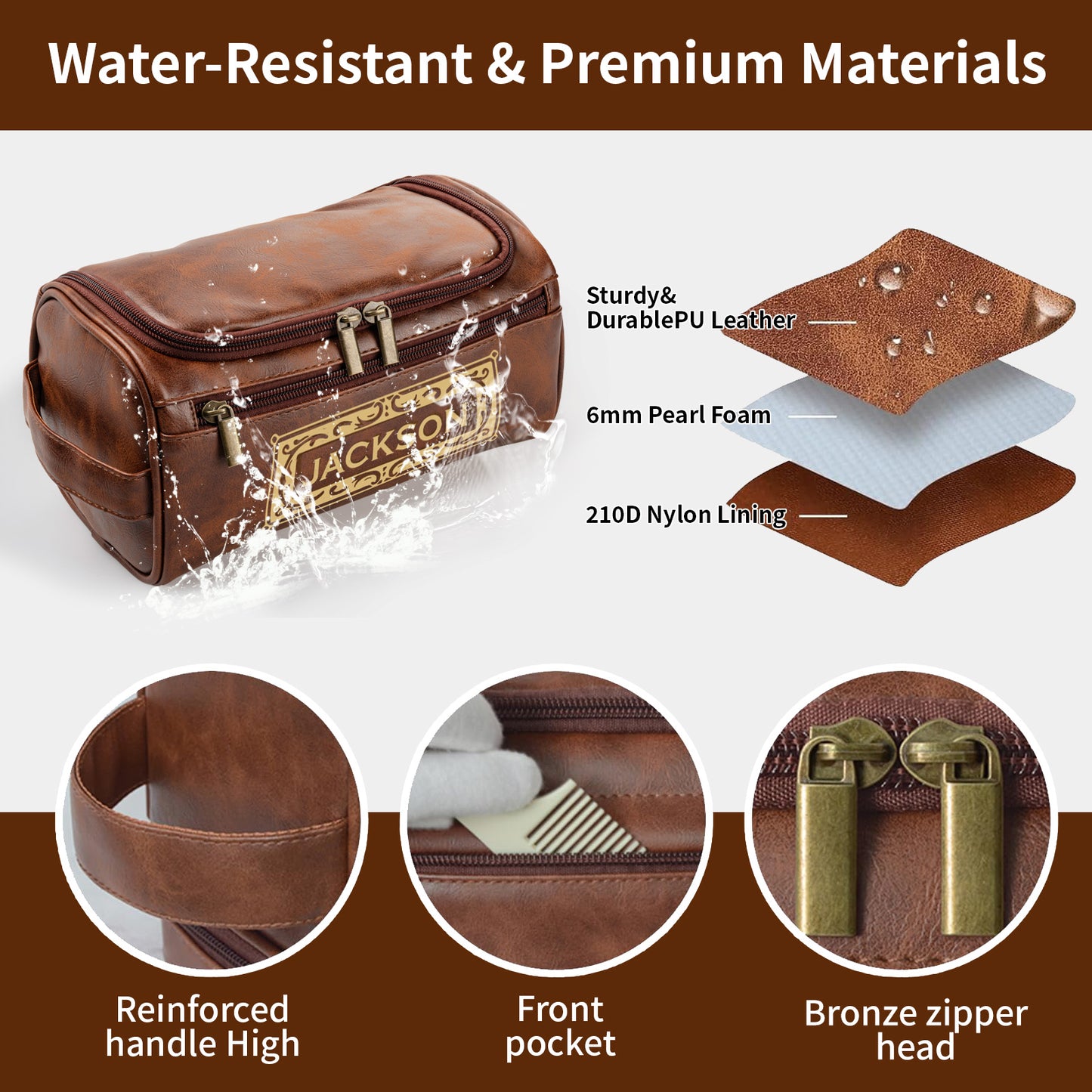 Personalized Leather Toiletry Bag-For men and women