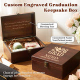 Personalized Graduation Wooden Keepsake Box Custom Engraved Memory Box with Name Storage Boxes for High School College Graduates Cap and Gown Photos Letters Graduation Gifts-for Him Her