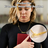 Personalized Cross Name Necklace Custom 1-3 Tiny Names and Pendant 18K Gold Plated Necklace for Women Jewelry Gifts for Mom Grandma Wife Girlfriend Mother's Day Birthday Wedding Gifts