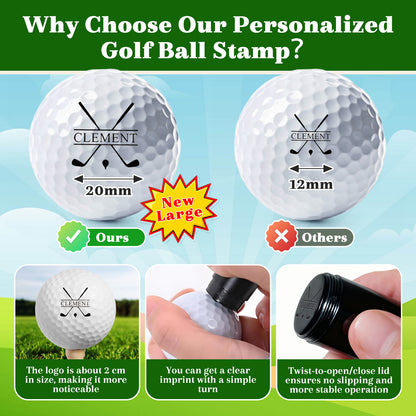 Personalized Golf Ball Stamp with Metal Storage Case