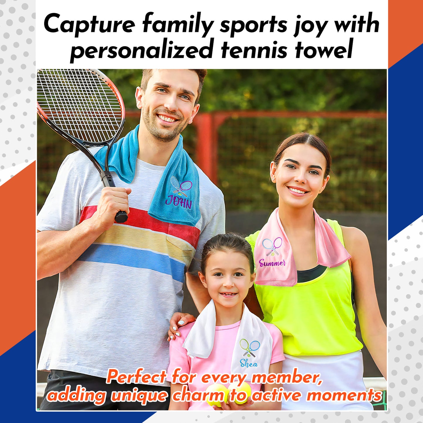 Personalized Tennis Towel – Custom Name & Racket Embroidery