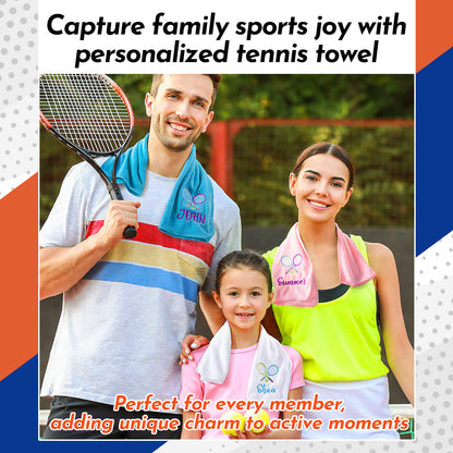 Personalized Tennis Towel – Custom Name & Racket Embroidery