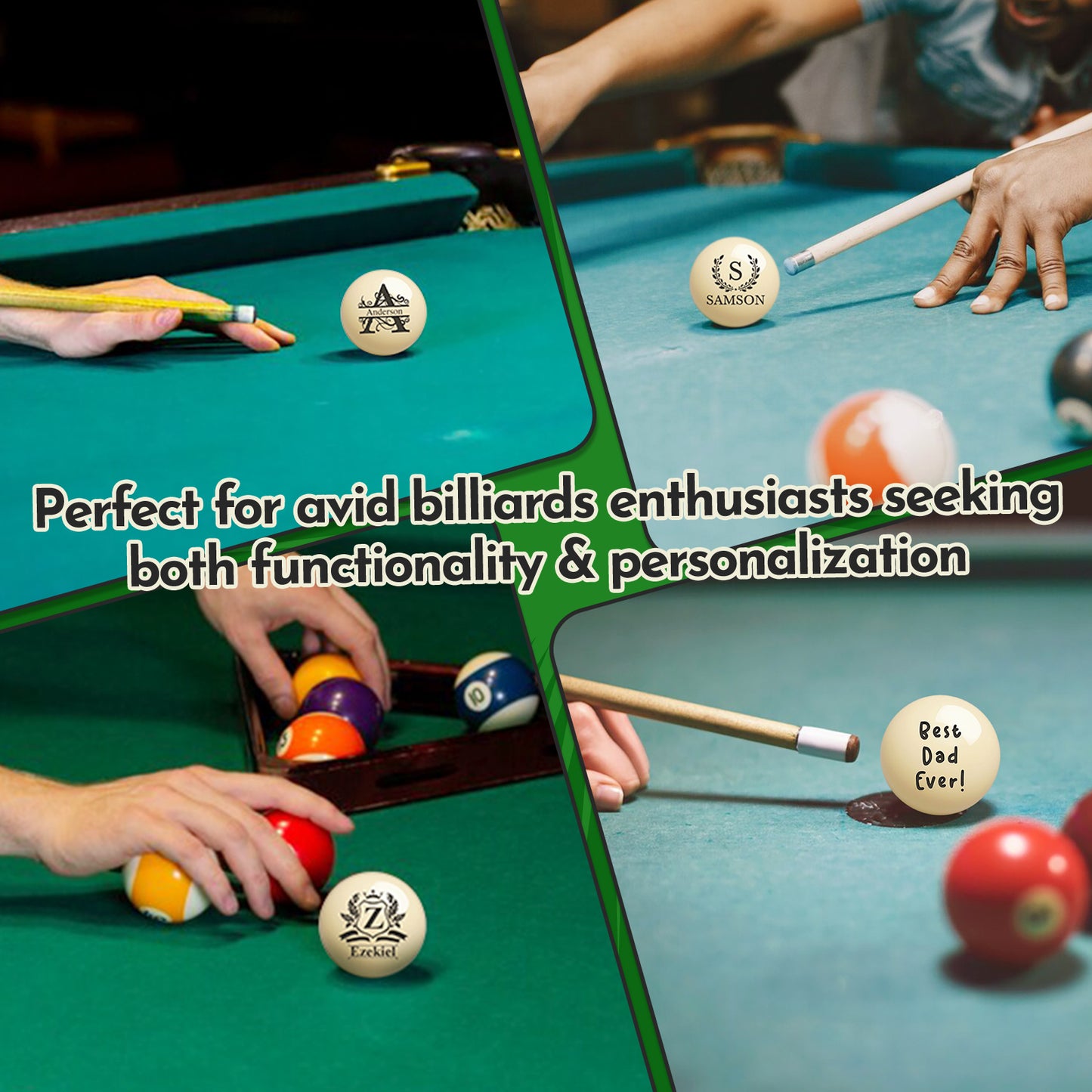 Personalized Billiards Cue Ball with Pouch