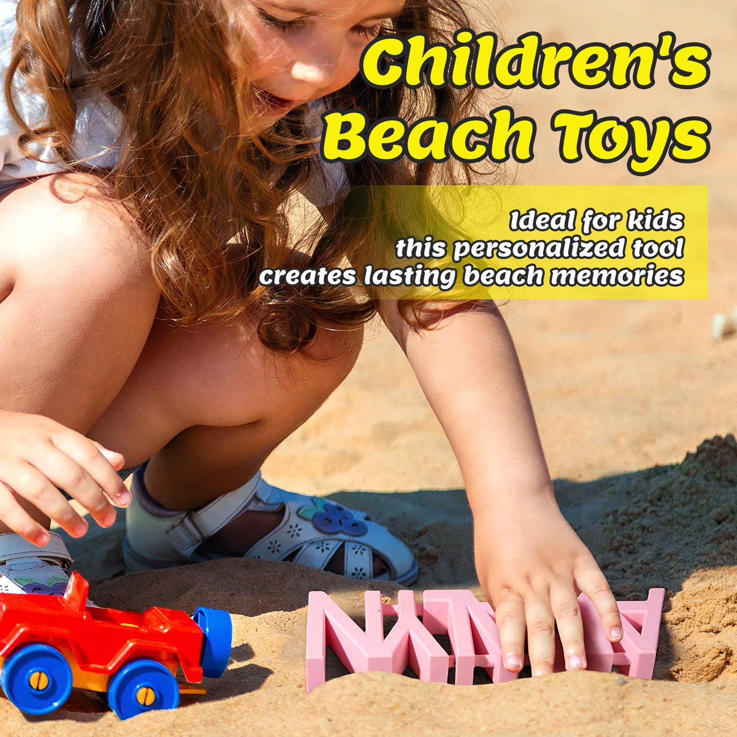Personalized Name Sand Toys Custom Name 3D Printed Beach Tool Summer Outdoor Beach Toys Birthday Gifts for Kids Toddler Adult Family Grandson Granddaughter