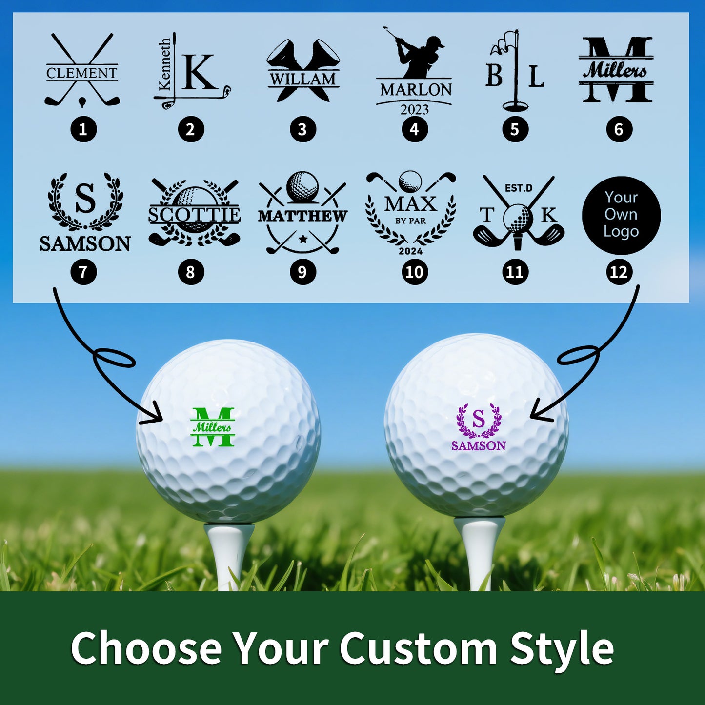 Personalized Golf Ball Stamp - Custom Logo & Name
