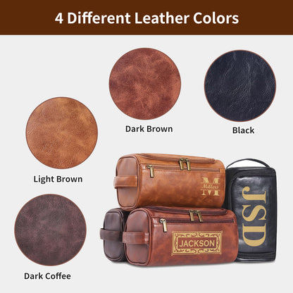 Personalized Leather Toiletry Bag-For men and women