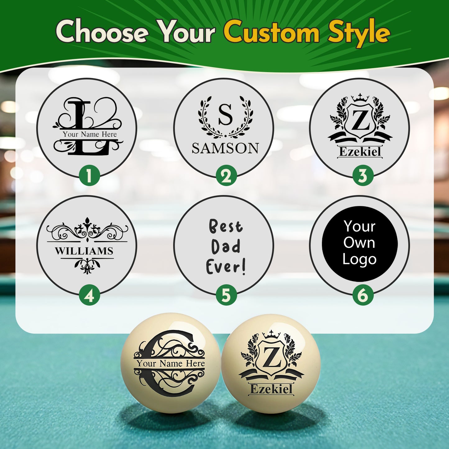 Personalized Cue Ball – Custom Laser-Engraved 57mm Billiards Keepsake
