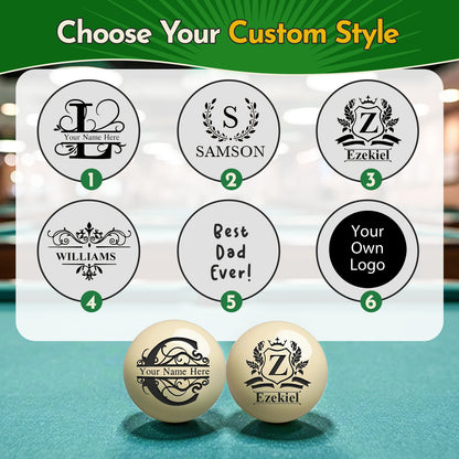 Personalized Cue Ball – Custom Laser-Engraved 57mm Billiards Keepsake