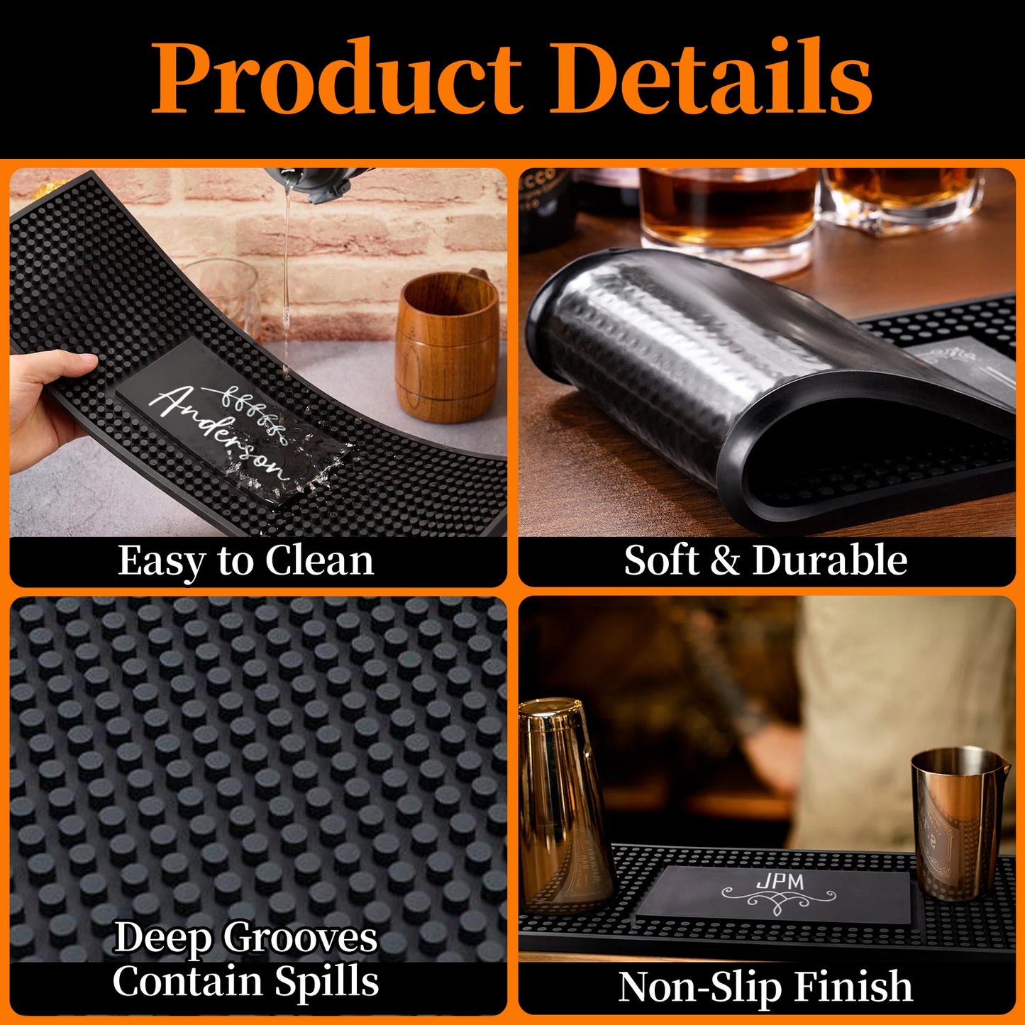 Personalised Bar Mat | Gifts for Bartender Drinking Lover Cocktail Lover | 2 Sizes Available