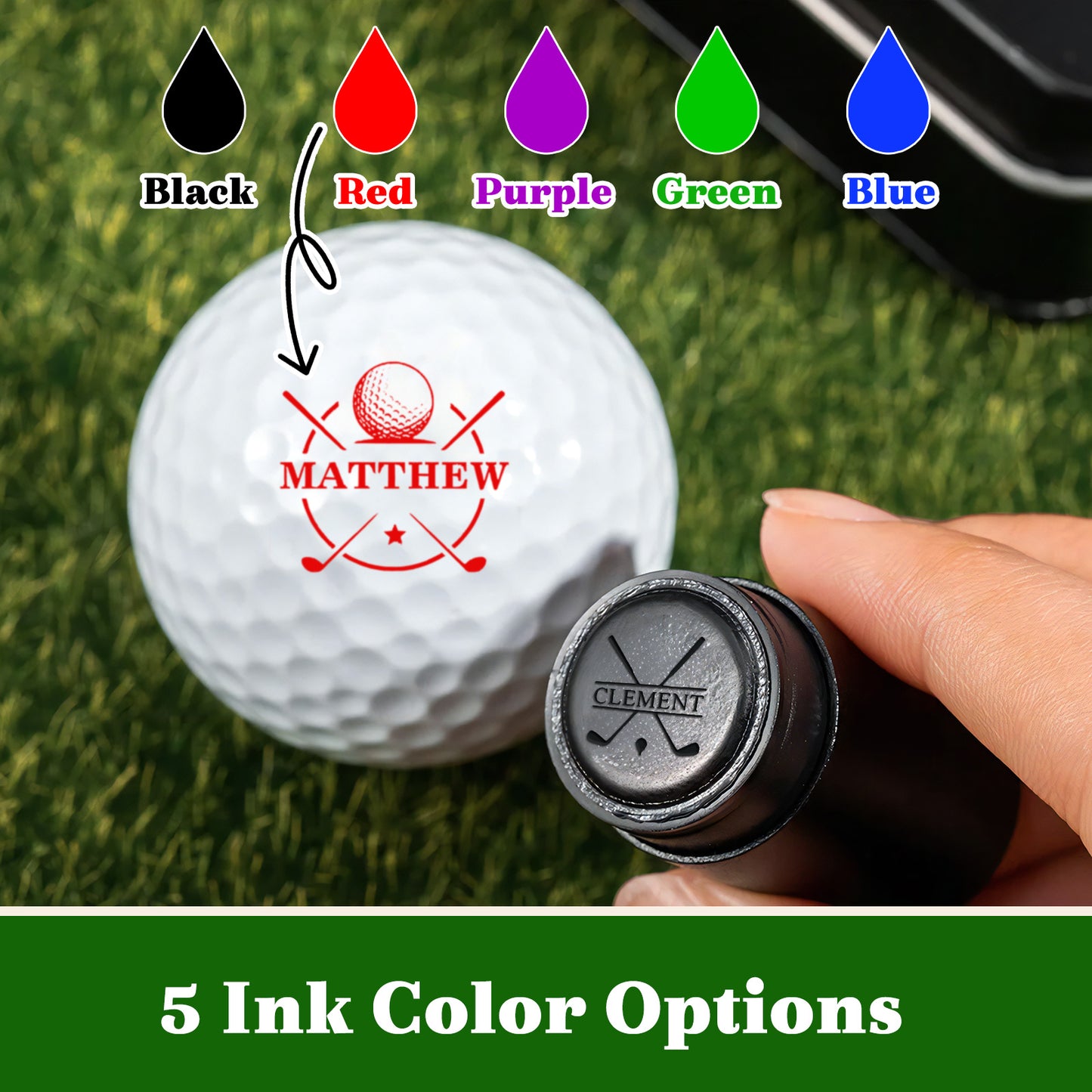 Personalized Golf Ball Stamp with Metal Storage Case