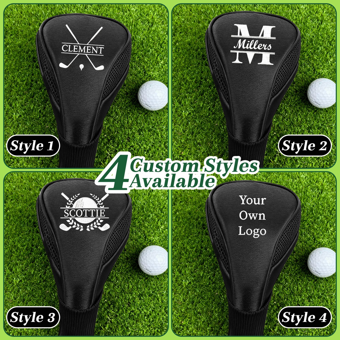 Personalized Golf Club Cover Custom Name or Logo Head Cover Driver Men's Golf Accessories Gifts for Golf Lovers Golfers Dad Husband Father's Day Birthday Wedding Xmas Gifts-XMJ