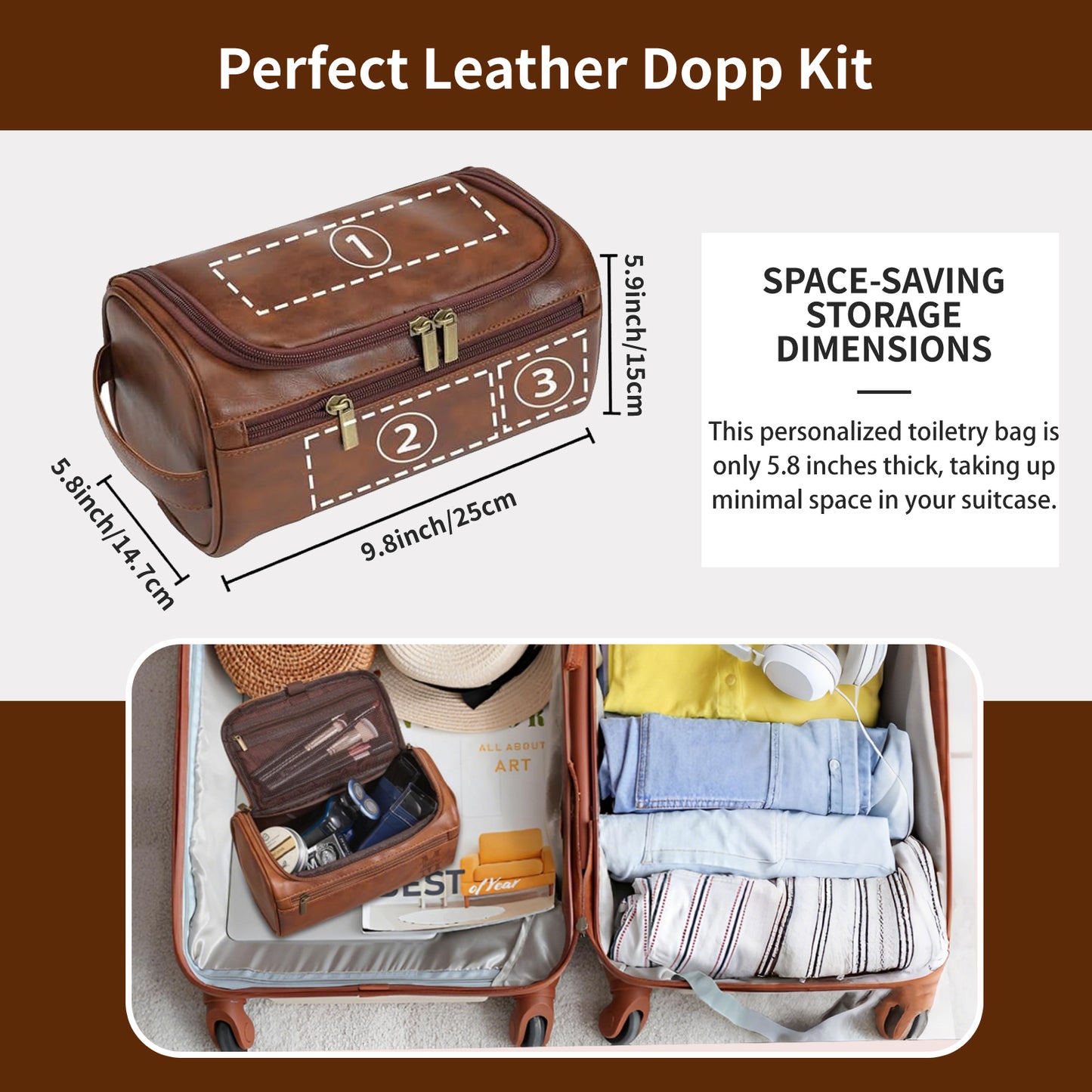 Personalized Leather Toiletry Bag-For men and women
