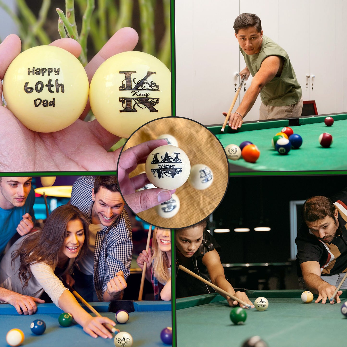 Personalized Cue Ball – Custom Laser-Engraved 57mm Billiards Keepsake