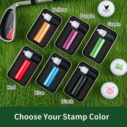 Personalized Golf Ball Stamp with Metal Storage Case