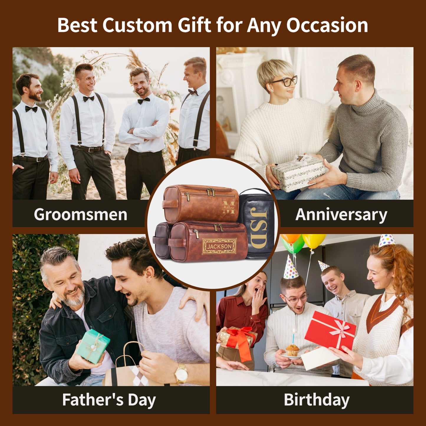 Personalized Leather Toiletry Bag-For men and women