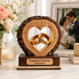 Personalized Wooden Heart Couple Statue Custom Name and Date Anniversary Gift for Couples Rustic Wedding Keepsake Decor for Wife Husband and Newlyweds
