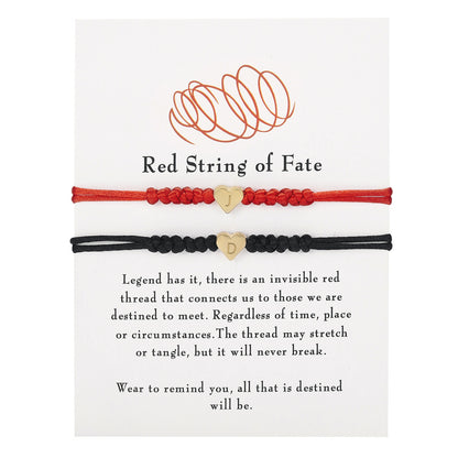 2 Pcs Custom Letter Red String Bracelet