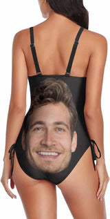Custom Face Bathing Suit Personalized Picture Swimsuits for Women One Piece Swimwear with Husband Photos Pool Gifts