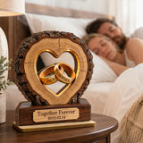 Personalized Wooden Heart Couple Statue Custom Name and Date Anniversary Gift for Couples Rustic Wedding Keepsake Decor for Wife Husband and Newlyweds