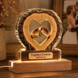 Personalized Wooden Heart Couple Statue Custom Name and Date Anniversary Gift for Couples Rustic Wedding Keepsake Decor for Wife Husband and Newlyweds