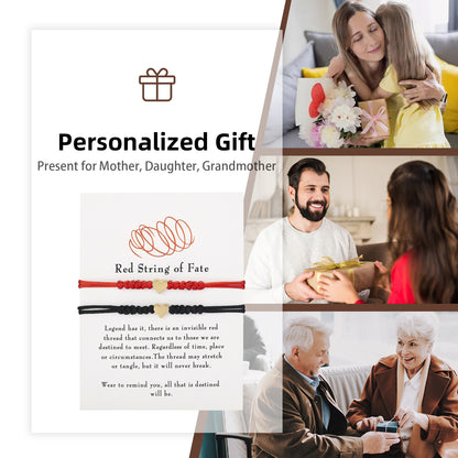 2 Pcs Custom Letter Red String Bracelet