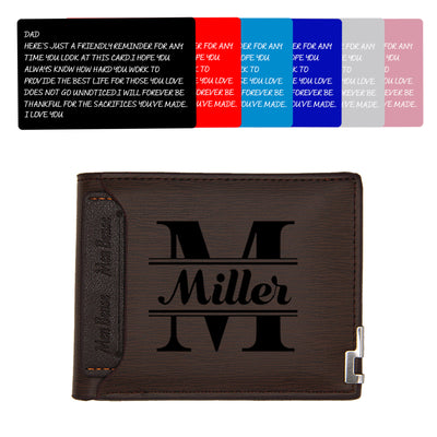 Personalized Mens Wallet Customized Monogram Wallet for Men Custom PU Leather Wallet Gifts for Dad Husband Boyfriend Son Gifts for Husband Father's Day Gifts Personalized Gifts for Men
