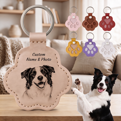 Personalized Pet Memorial Gifts for Dogs - Custom Name Paw-Shaped Leather Keychain Refillable Keepsake for Bag or Key