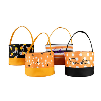 Bolsa personalizada de Halloween para pedir dulces, Cubo de Halloween con iniciales