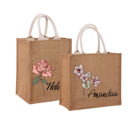Personalized Tote Bag for Women-Customize Birth Flower Handbag