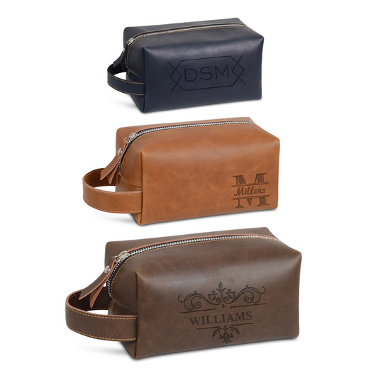 Personalized Toiletry Bag Customizable PU Leather Bag Dopp Kit Waterproof Wash Bag Suitable