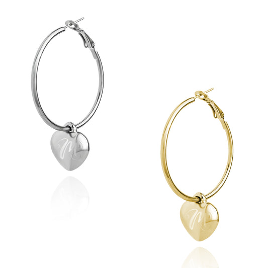 Personalized Heart Hoop Earrings