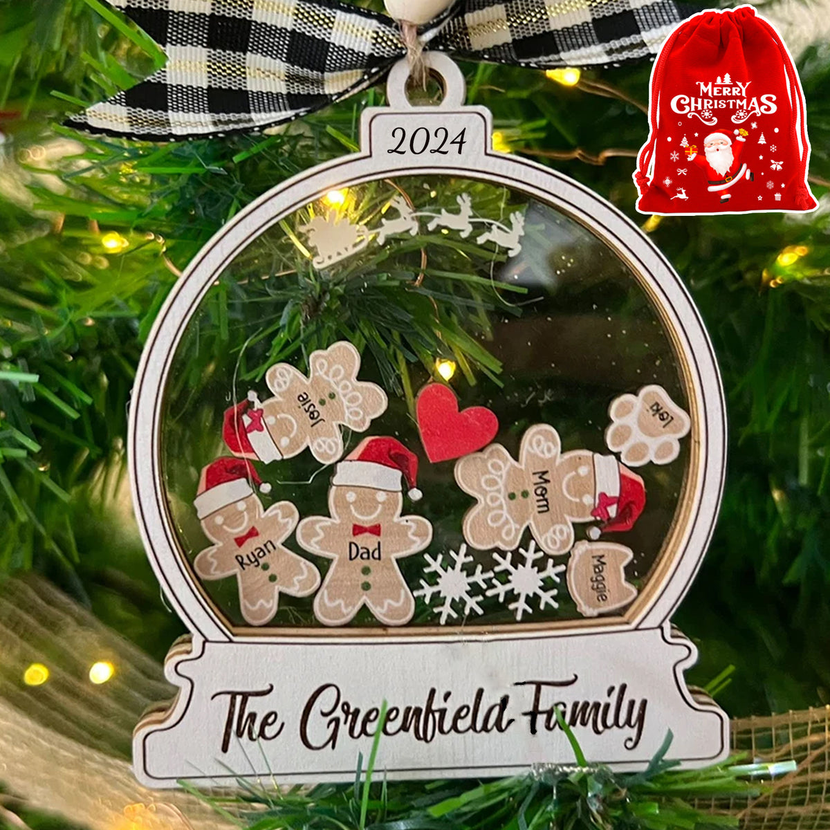 Adorno Navideño Personalizado de la Familia de Jengibre