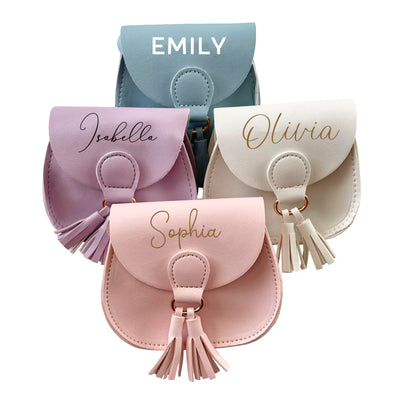 Bolso de niña con borlas personalizado, bolso de borlas para niños, bolso infantil personalizado