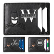 Personalized Bat Wallet with Name  Slim PU Leather ID Wallet Gifts for Men Husband  Boyfriend Dad  Face Eyes Cutout Card Holder with Multiple Card Slots Father's Day Birthday Anniversary